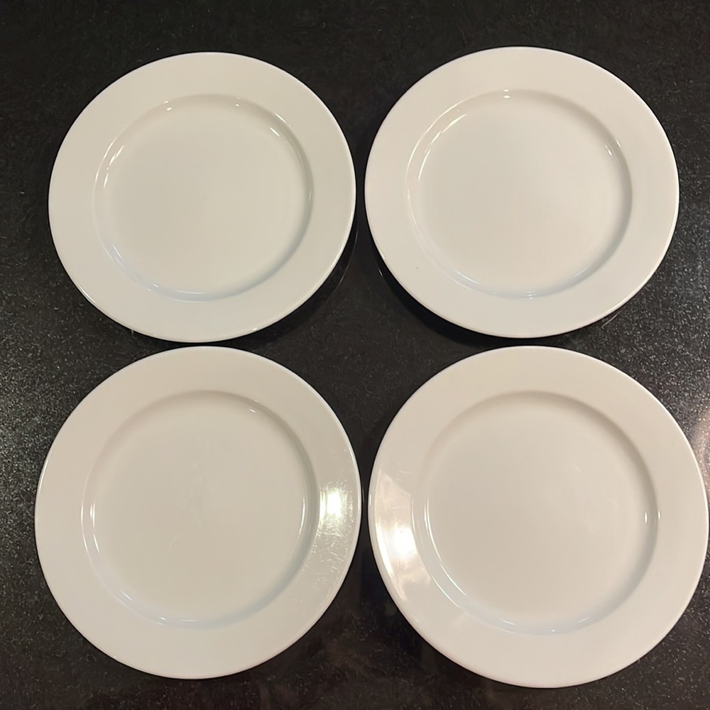 White Porcelain China by HOME - 4 Salad Plates - 8 in.